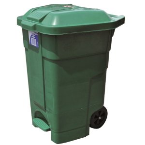 Green Pedal Bin W/wheels 70ltr 19422