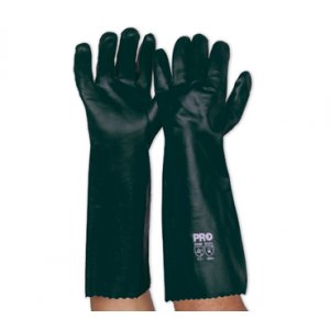 PVC LONG LINED GLOVES DK GREEN PAIR 45CM