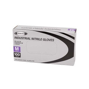 NITRILE DISPOSABLE GLOVES BLACK MED PKT100