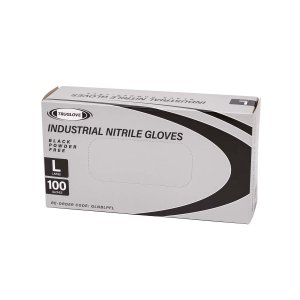 NITRILE DISPOSABLE GLOVES BLACK LGE PKT100